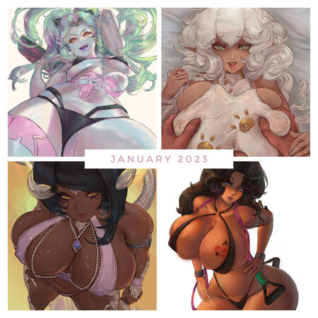 Pack 1 ♥ January 2023 --- (4 Artworks + extra versions) Price: $5+