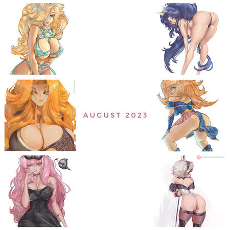 Pack 8 ♥ August 2023 --- (6 artworks + extra versions) Price: USD 7+