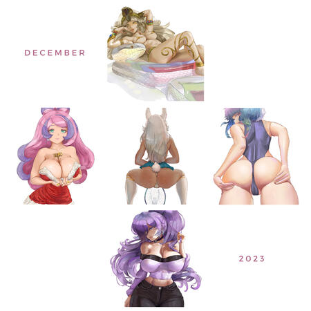 Pack 12 ♥ December 2023 --- (5 artworks + extra versions) Price: USD 5+