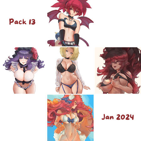 Pack 13 ♥ January 2024 --- (5 Artworks + extra versions) Price: USD 6+