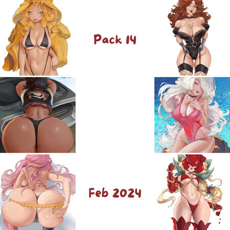 Pack 14 ♥ February 2024 --- (6 Artworks + extra versions) Price USD 13+